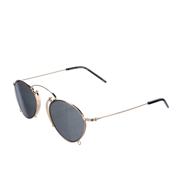 GUCCI Pince-Nez Sunglasses GG1034S 002 48-22 Gold Frames Grey Lenses +Gold Chain main image 9